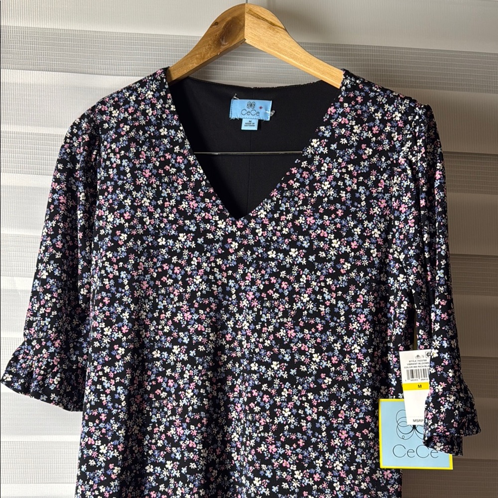 CeCe Black Blouse with Chic Sophistication